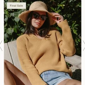 BNWT Jenni Kayne Cotton Cabin Sweater Mustard M with flaws